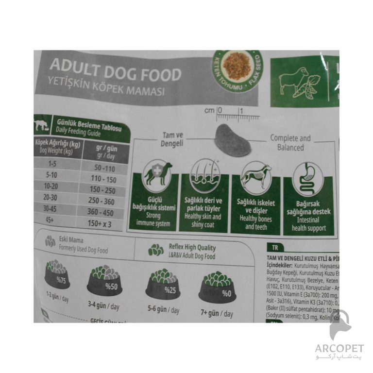 غذای خشک سگ بالغ رفلکس گوشت بره و برنج و سبزیجات