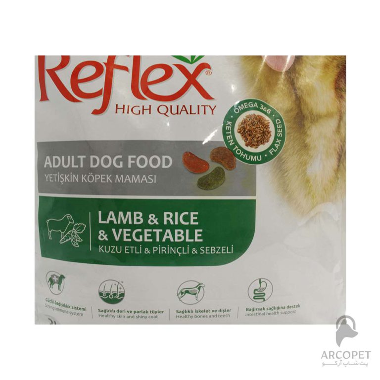 غذای خشک سگ بالغ رفلکس گوشت بره و برنج و سبزیجات