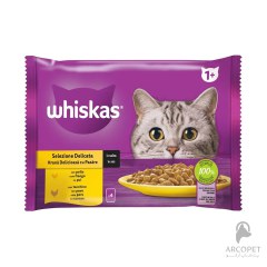 پوچ گربه ویسکاس با طعم مرغ و بوقلمون در ژل بسته 4 عددی