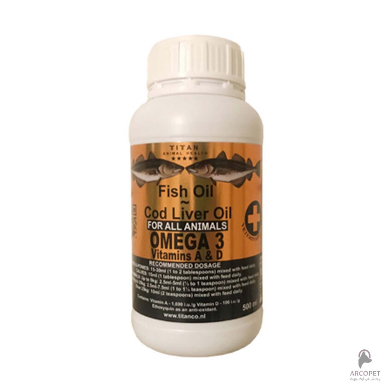 روغن ماهی سگ و گربه تیتان مدل امگا 3 حجم 500 میلی لیتر