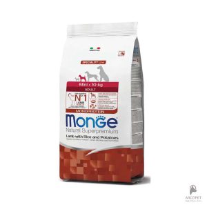 غذای خشک سگ بالغ نژاد کوچک مونژه با طعم گوشت بره Mini Adult وزن 7.5 کیلوگرم