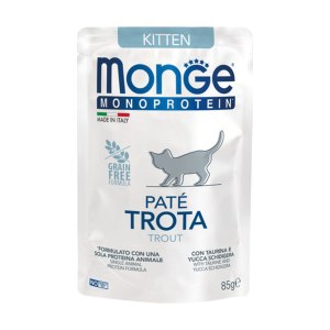 پوچ بچه گربه مونژه مونوپروتین با طعم ماهی پته 85گرمی Monoprotein وزن بسته 14عددی