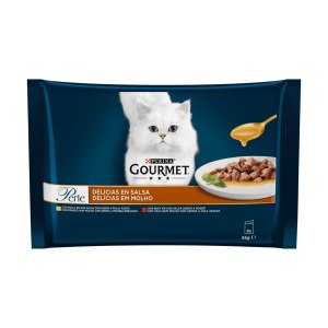 پوچ مولتی پک گربه گورمت پرله با طعم مرغ و گوساله در سس 85 گرمی